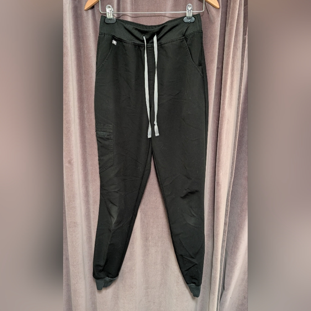 Figs Black High Waisted Zamora Joggers Scrub Pants S Tall